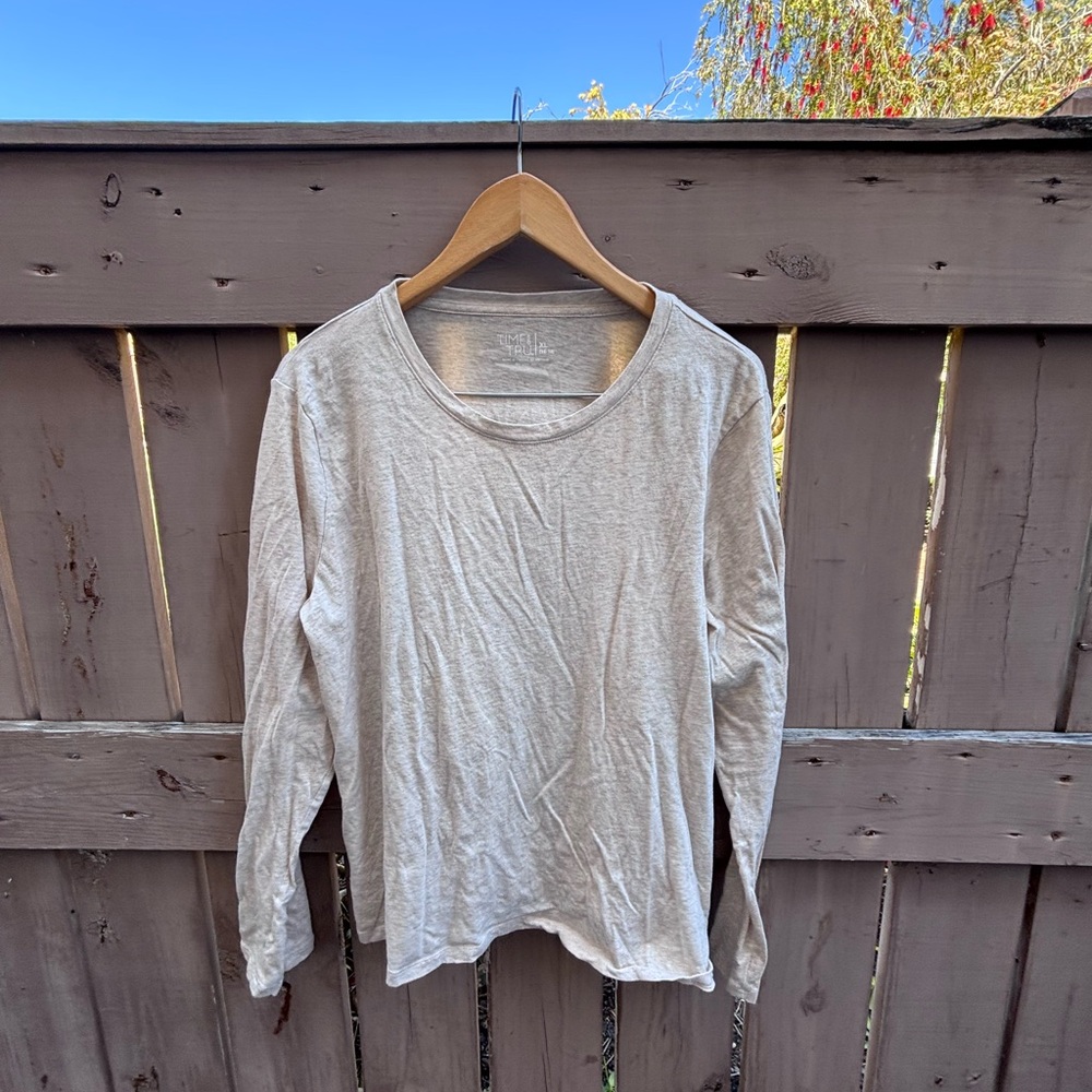 💕LIKE NEW💕 Time and Tru Light Taupe Long Sleeve Crewneck Top